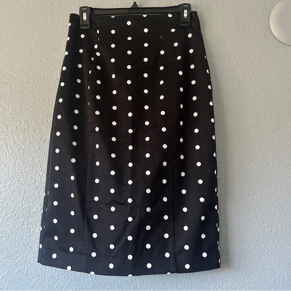Polka dot high waist midi pencil skirt with pleat - Picture 2 of 6